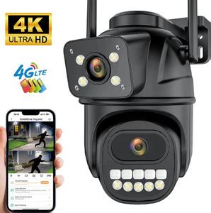 SIOVS 4G SIM Dual lens HD Camera 360° Rotating Night Vision PIR ...