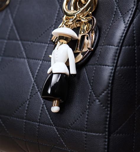Dior Icon Bag Charm Gold-Finish Metal with White and Black Resin | DIOR