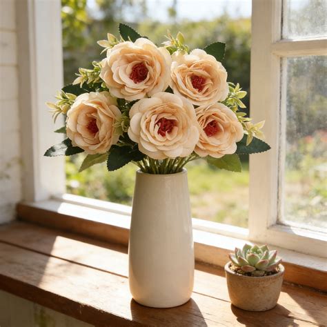 Homekingdee Artificial Rose Flower Bouquet - Fabric Artificial Plants ...