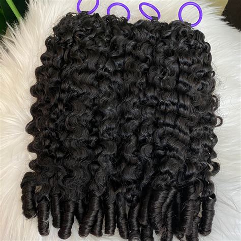 100% Raw Virgin Human Hair Natural Black Burmese Spiral Curly Knotless ...