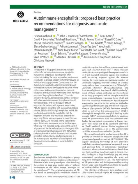Autoimmune encephalitis proposed best practice rec | JOSE LUIS | uDocz