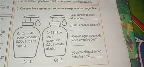 Resuelto:más de 250 ml. ¿Cuántos mililitros compró en total?_ _ n total ...