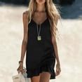 Admvng Dress for Women Spaghetti Strap Sleeveless Ruffle Hem V Neck ...