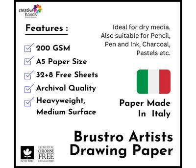 Brustro Sketching & Drawing Papers 200 GSM A5 , 32 + 8 Free Sheets (Pa ...