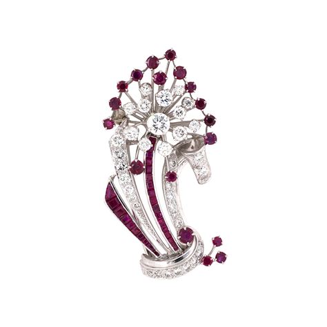 Oscar Heyman Diamond & Ruby Spray Clip Pin – Gump's