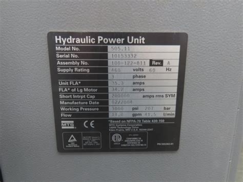 MTS 505.11 SilentFlo Hydraulic Power Unit 11GPM 3000PSI 25Hp 460V 3Ph ...