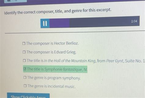 Solved: Identify the correct composer, title, and genre for this ...