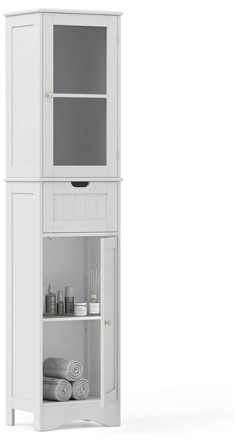 67” Bathroom Storage Cabinet, Tall Linen Tower with Doors & Drawer ...