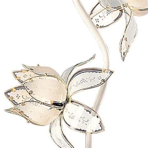 76" Gold Four-Light Floor Lamp with Stunning Frosted Glass Floral Shad