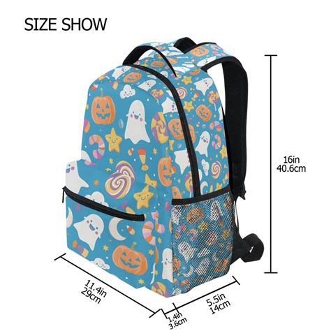 BZSMCE Backpack Schoolbag 15L/18L 2-SIZE Stars Clouds Ghost Pumpkin ...