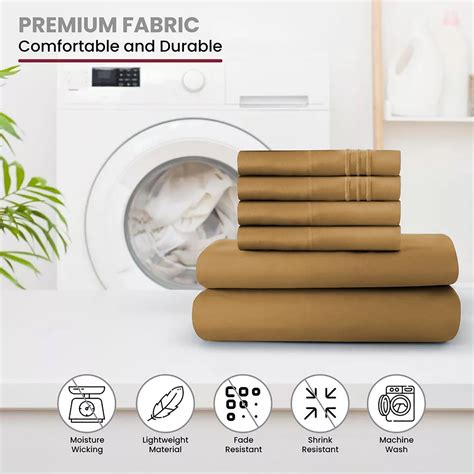 1800 Series 6 Piece Bed Sheet Set Soft Deep Pocket Twin King Queen Full ...