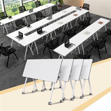 4 PCS Folding Conference Table, Conference Room Tables with Silent ...
