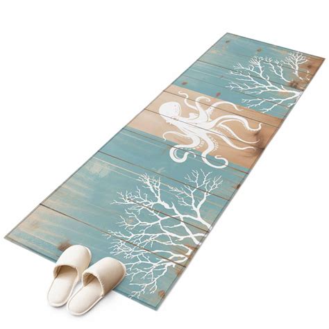 Coastal Octopus Kitchen Runner Rug 2x6 Washable Runners for Hallway Non ...