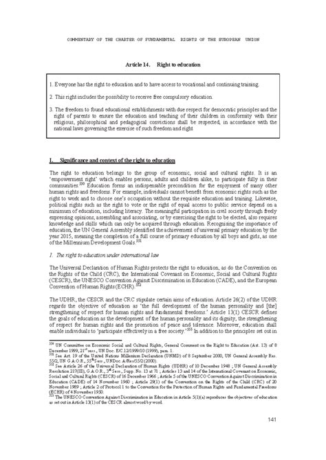 Commentary on Article 14: Right to Education in the EU (2006) - Studocu