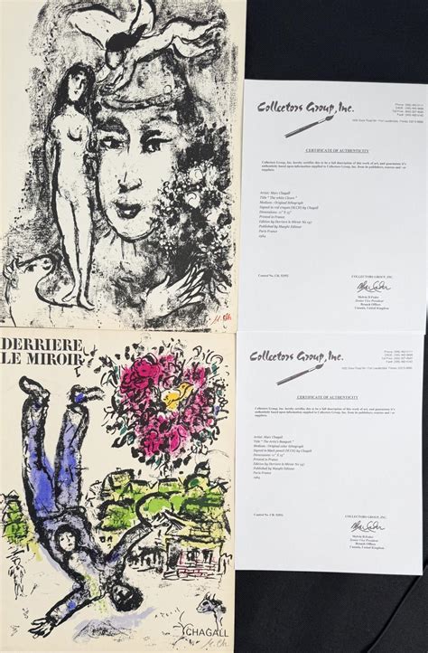 At Auction: 2PC MARC CHAGALL ORIGINAL COLOR LITHOGRAPHS COAS