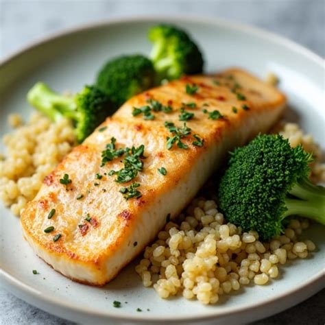 Seared Tilapia with Steamed Broccoli and Quinoa