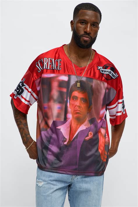 Tony Montana Scarface Football Jersey - Red/combo | Fashion Nova