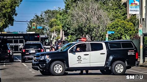 𝗔𝗥𝗠𝗘𝗗 𝗦𝗧𝗔𝗡𝗗𝗢𝗙𝗙: LAPD Uses Less-Lethal Force, Takes Man Into Custody in ...