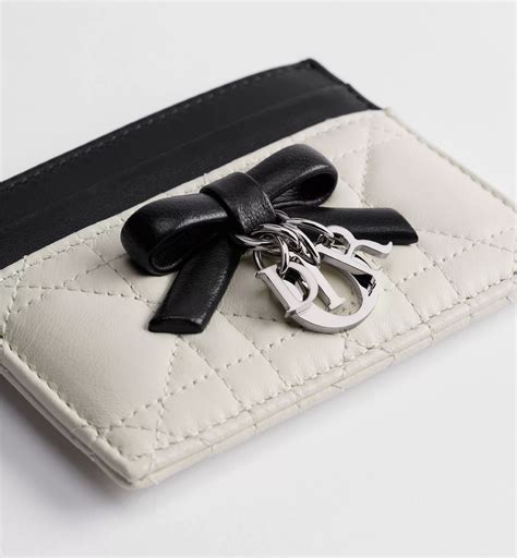 Lady Dior Freesia Card Holder Two-Tone Latte and Black Cannage Lambskin ...