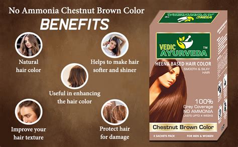 Buy VedicAyurveda Henna Based Hair Colour, Chestnut Brown, Ammonia-Free ...