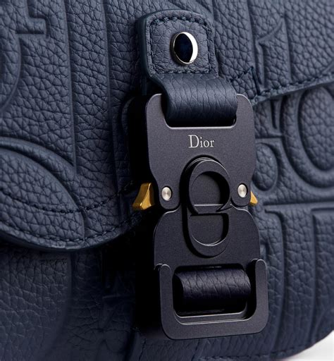 Mini Saddle Messenger Bag with Flap Navy Blue Dior Gravity Leather | DIOR