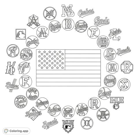 American Flag MLB Logos - Coloring.app