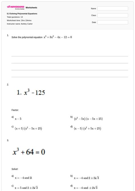 50+ Solving Polynomial Equations worksheets for Class 12 on Wayground ...