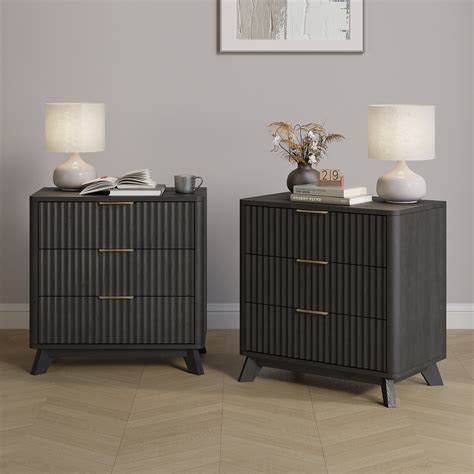 George Oliver Valerica Fluted Nightstand With 3 Drawers & Reviews | Wayfair
