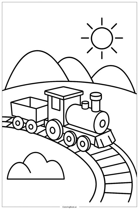 Prototype Toy Train On Track Coloring Page (Free PDF&PNG Printable)