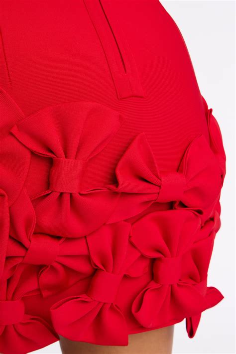 Literally Just A Girl Bow Bandage Micro Mini Dress - Red | Fashion Nova