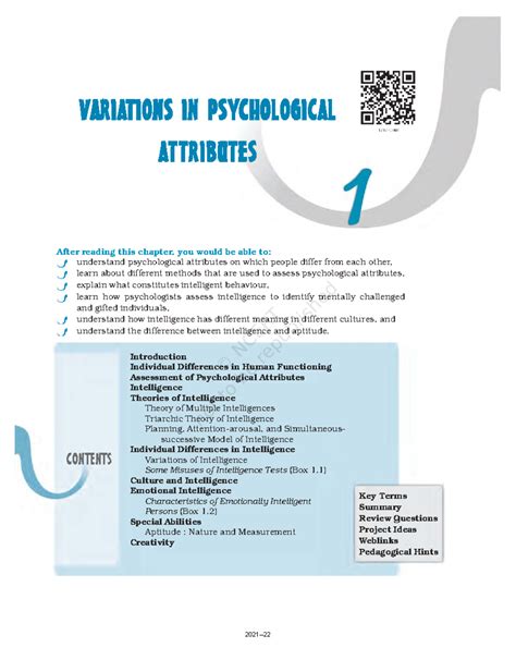 Chapter 1: Variations in Psychological Attributes (PSY101) - Studocu