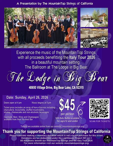 Mountain Top Strings Concert , 40650 Village Drive , Big Bear Lake, CA ...