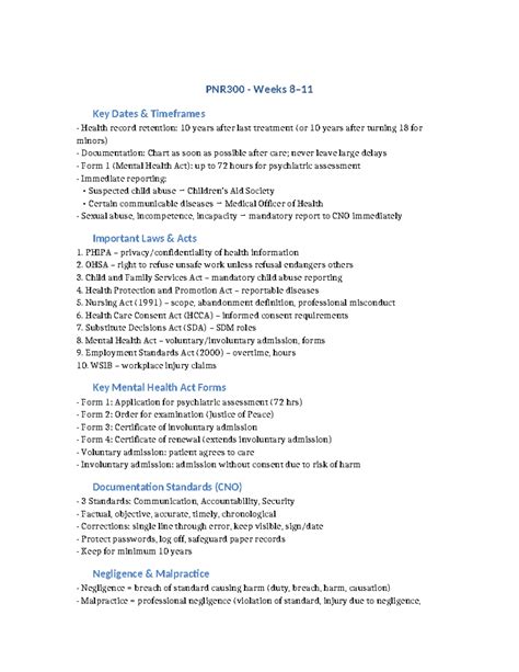 PNR300 Weeks 8-11 Final Exam Cheat Sheet on Health Record Retention ...