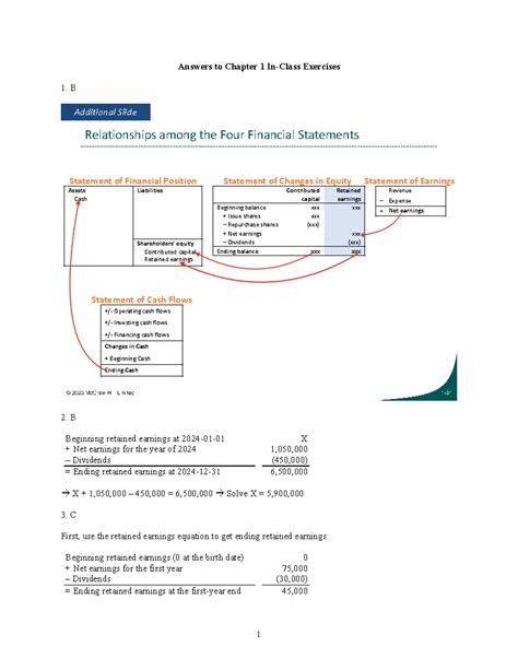 Answers to Chapter 1 In-Class Exercises on Financial Statements - Studocu