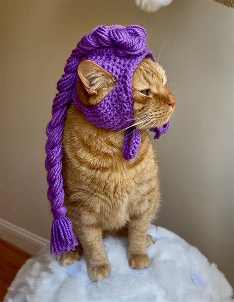 Hat For Cat Handmade Purple Bunny Cat Hat – Adjustable Pet Costume For ...