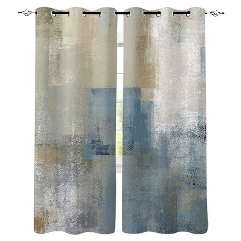 Blue Grey Beige Blackout Curtains for Bedroom Living Room Darkening ...