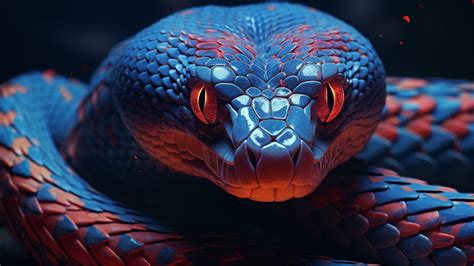 Crimson Eyed Serpent in Midnight Glow 4K AI Art - backiee