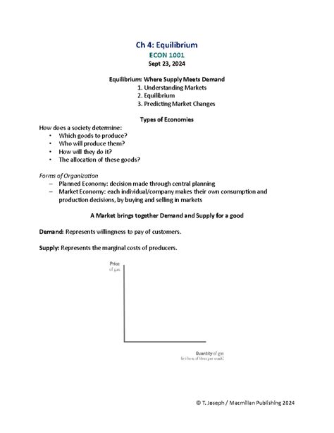 Ch 4: Equilibrium Concepts in ECON 1001 Lecture Notes - Studocu