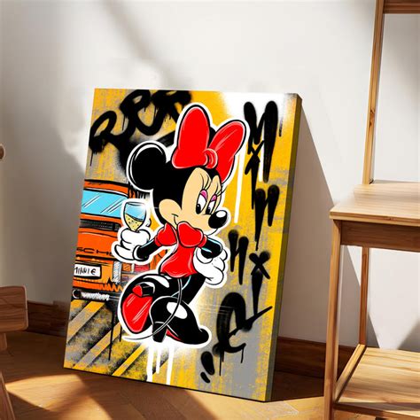 PAINTINGMANTRA Cartoon Girl Graffiti Stretched Canvas Painting Print ...