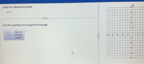 Solved: Graph the following inequality. x≥ 1 Use the graphing tool to ...