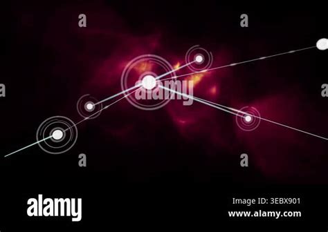 Animation of network of connections over red background. Global ...