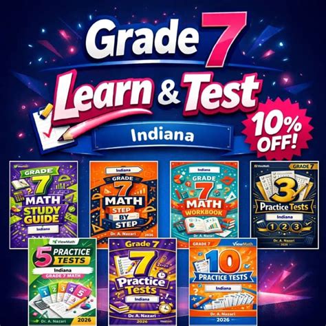 Indiana ILEARN Grade 7 Math Learn & Test Bundle: 3 Guides, Workbook ...