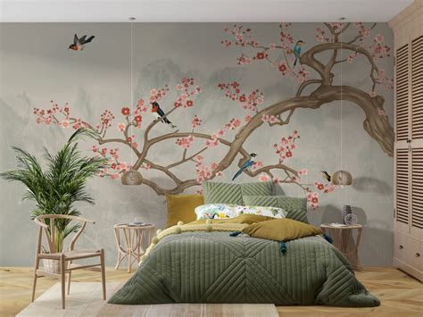 731_DA Tranquil Blossoms Wallpaper, Blush Peach – Tetsip Media