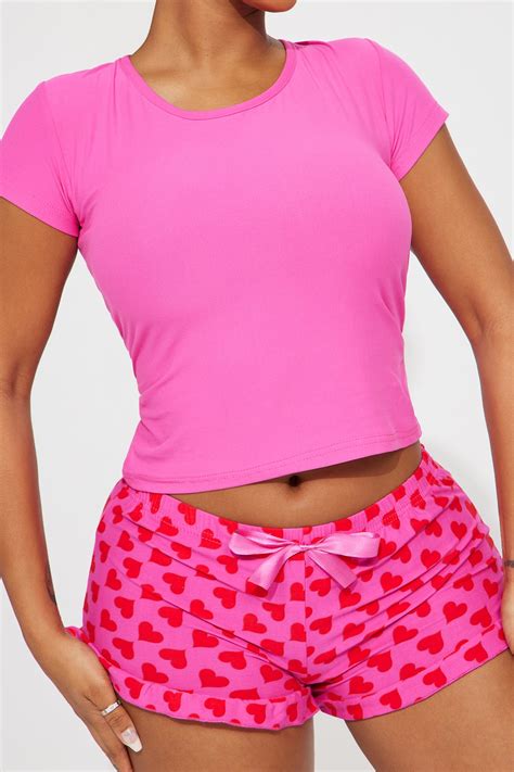 Days In With You PJ Short Set - Hot Pink/combo | Fashion Nova