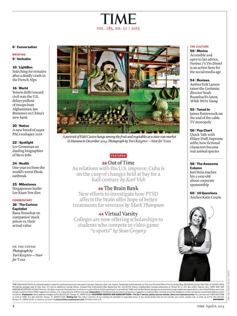 Cover - Apr 06, 2015, Vol. 185, No. 12 - The Vault - TIME