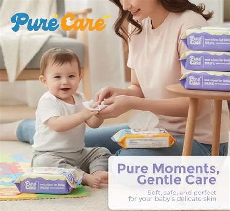 PureCare Baby Wipes Large (90 sheets) Fragrance-Free Safe For Baby ...