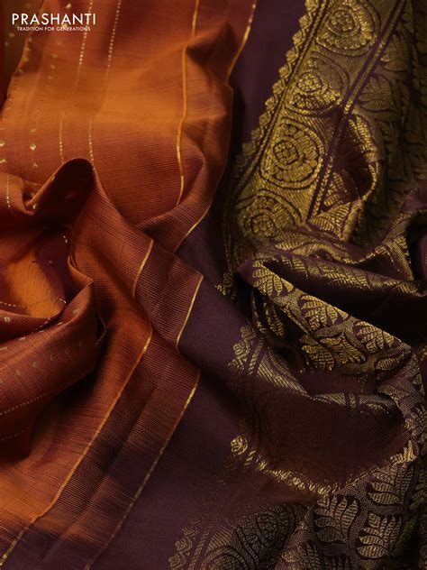Pure kanchipuram silk saree rust shade and wine shade with allover zar ...