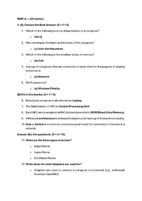 Hardware and Networking Quiz (Course Code: HN101) - Studocu