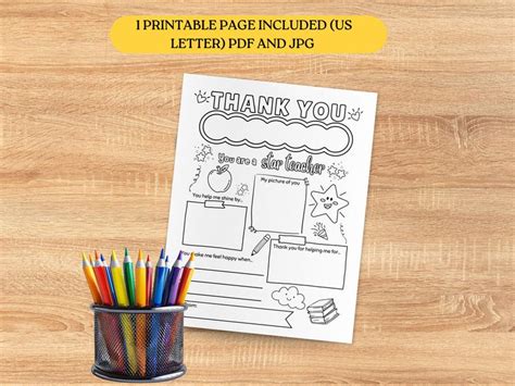 Teacher Appreciation Coloring Page Printable | Thank You Teacher ...