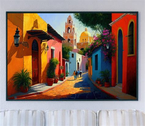 Buy Mexican Village Art Print: Colorful Home Decor, Vibrant Wall Art ...